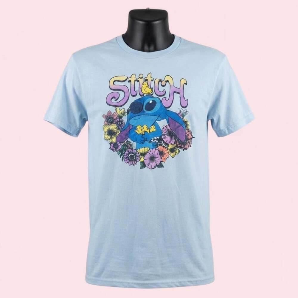 Disney Lilo & Stitch Floral Ducklings Graphic T-Shirt Light Blue